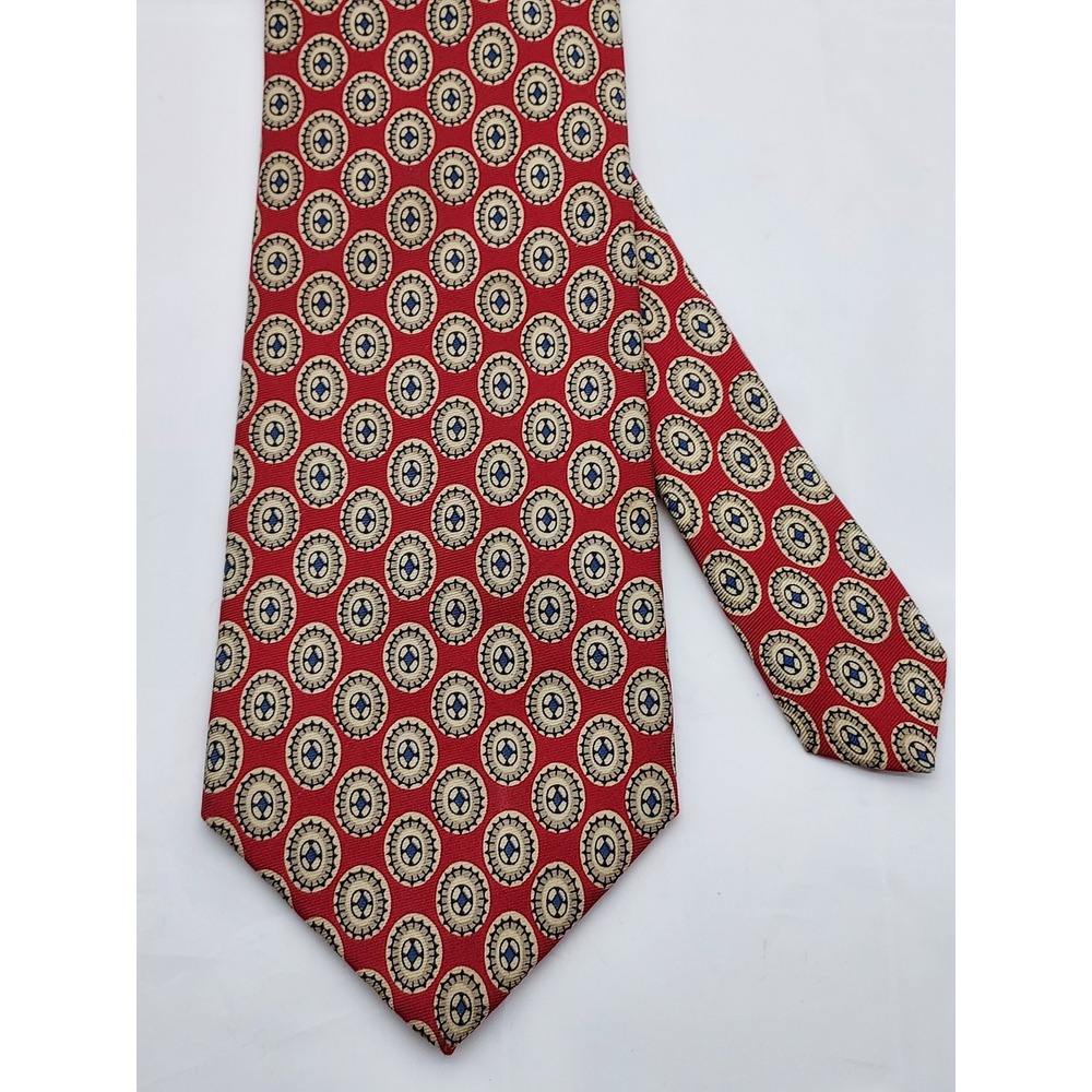 Jos A Bank Executive Collection Red Silk Medallion Geometric Mens Necktie T107